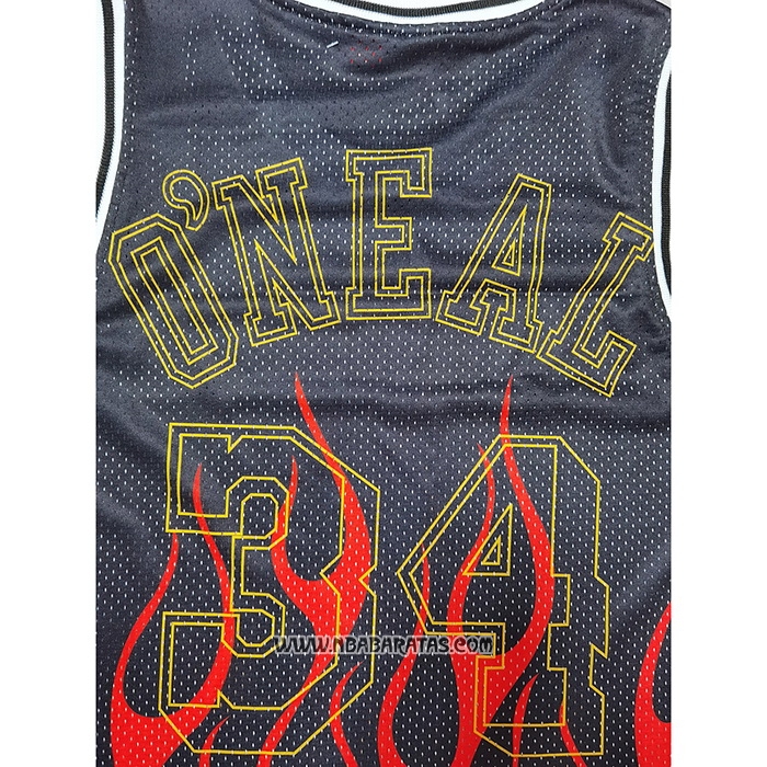 Camiseta Los Angeles Lakers Shaquille O'neal #34 Flames Negro